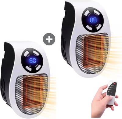 Stopcontact Verwarming 2 stuks - Elektrische Kachel - Keramische Stopcontact Verwarming 500w - Wonder Heater - Plug In - Mini Kachel - Mini Heater - Badkamerkachel
