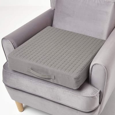 Homescapes Orthopedisch fauteuil-zitkussen van katoen in donkergrijs, 50 x 50 x 10 cm