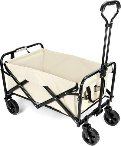 MKSS® Bolderkar Opvouwbaar - Bolderwagen Luchtbanden - Bolderkarren - 100kg Draagvermogen - Beige