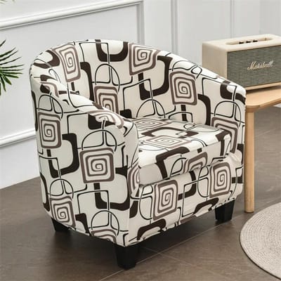 Elastische Clubbankhoes Geometrisch Split Stijl Kuipstoelhoes Stretch Spandex Bank Fauteuilhoezen met Kussenhoes Thuis black