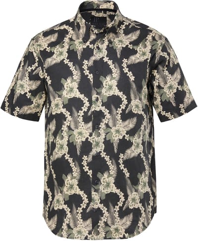 JP 1880 - Heren - overhemd van een linnenmix korte mouwen buttondown kraag - Zwart - Maat 3XL