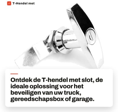Dailygoods- T-greep met slotvergrendeling - Achterbevestiging - T-vorm - Geschikt voor aanhangwagen - Zinklegering - Inclusief 2 sleutels - Vergrendeling