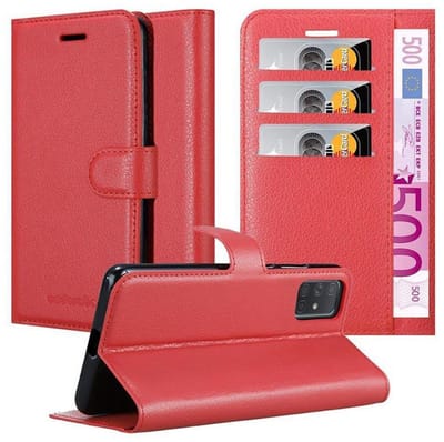 Cadorabo Hoesje geschikt voor Samsung Galaxy A71 5G in KARMIJN ROOD - Beschermhoes met magnetische sluiting, standfunctie en kaartvakje Book Case Cover Etui