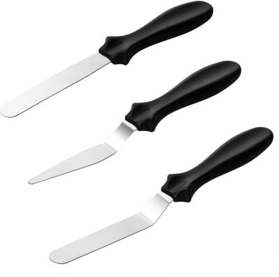 3x Paletmes - Glaceermes - Spatel - 20 cm - Taart/cake decoreren - Bakken - Bakaccessoire - Botercrème / fondant uitspreiden - Glazuren - Keukengerei - Set van 3 stuks - Jonyx