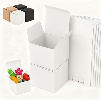 Witte Kartonnen Cadeau Dozen met Deksel, Vierkant 10 x 10 x 10 cm, Herbruikbaar voor Feesten, Verjaardagen en Trouwen, Verpakking van 15 Stuks