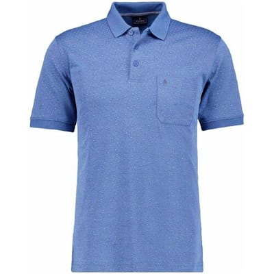 Ragman Polo Softknit Allover Dot Pattern Aqua / male