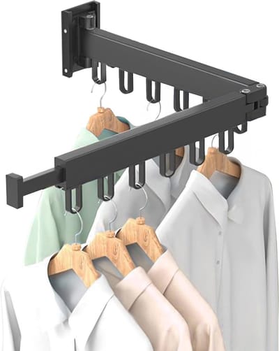 Ruimtebesparend opvouwbaar droogrek voor kleren - Wandmontage, intrekbaar en veelzijdig voor binnen en buiten