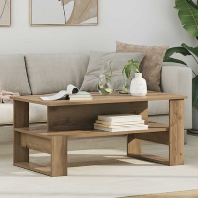 vidaXL - Salontafel - Artisan - Eiken - 90 - x - 50 - x - 40 - cm - Bewerkt - hout