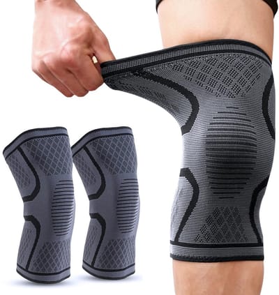 2 Pack Unisex Ondersteunende Kniebeschermers - Flexibele Kniehoezen voor Hardlopen en Fitness - Comfortabele Bescherming - Zwart - M