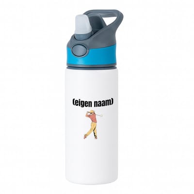 Hacebo® - golfer man met eigen naam waterfles met rietje blauw - Golf - golfers - leuk cadeau voor iemand die houdt van golfen - cadeau - kado - water fles - 650ML