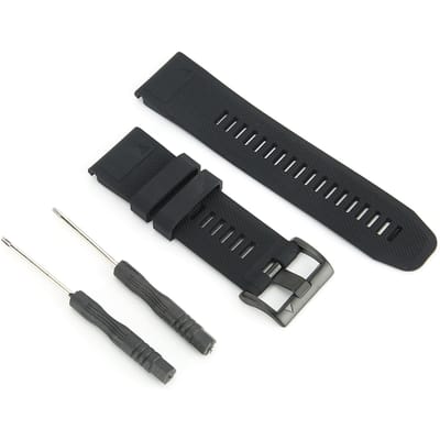 Bracelet de Montre 26mm Silicone Boucle Ardillon Étanche Bracelet de Montre Compatible avec Garmin fenix 5Xplus (Noir) black