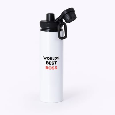 Hacebo® - worlds best boss waterfles met draaidop zwart - Baas - de beste baas - collega's - werknemers - verjaardagscadeau - verjaardag - cadeau - afscheidscadeau - geschenk - leuke cadeau - kado - gift - water fles - 850ML
