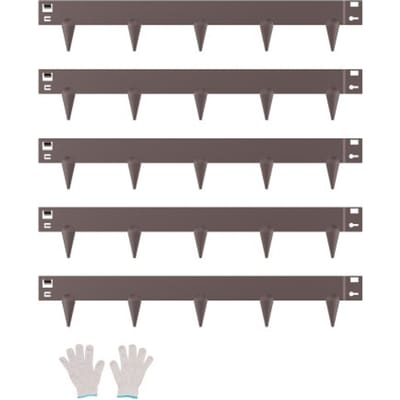 VEVOR gazonrand, 5-delige set, 990x156x1,5 mm, metalen rand voor bloembedden, robuuste gazonrand, eenvoudig te installeren, afscheiding voor bloembedden en tuinpaden, bruin