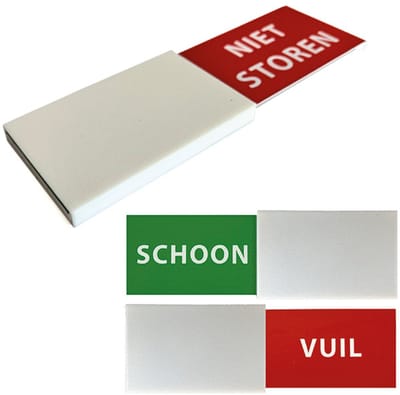 Schuifbordje Schoon/Vuil voor Vaatwasser – Afwasautomaat Indicator – Deurbordje Wit – Modern Design – 3D-geprint Duurzaam Plastic – 50 x 170 mm