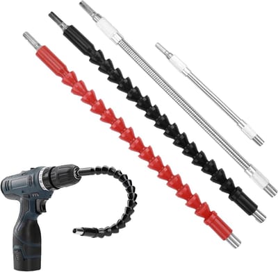 Set van 4 flexibele schachten voor boormachines, boorverlengingen met ronde hoekfunctionaliteit, ideaal voor gebruik in krappe ruimtes en met magnetische bevestiging voor krachtigere prestaties