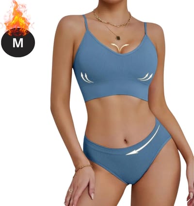 Bovista Lingerie Set Zonder Beugel - Zonder Bandjes - Push-up Bh's - Comfort Beha - Comfortabel - BH - Blauw - Maat M