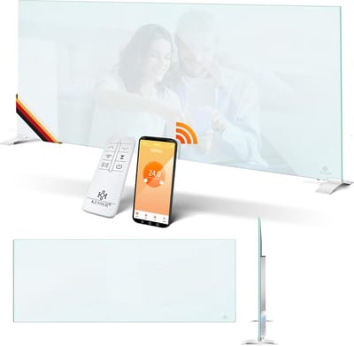 Glazen Infraroodpaneel 600W met Afstandsbediening en App Bediening - Wandmontage en Vrijstaand