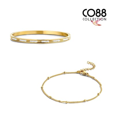 CO88 Collection 8CO SET071 Armband dames set 2 stuks - Wit - Goudkleurig