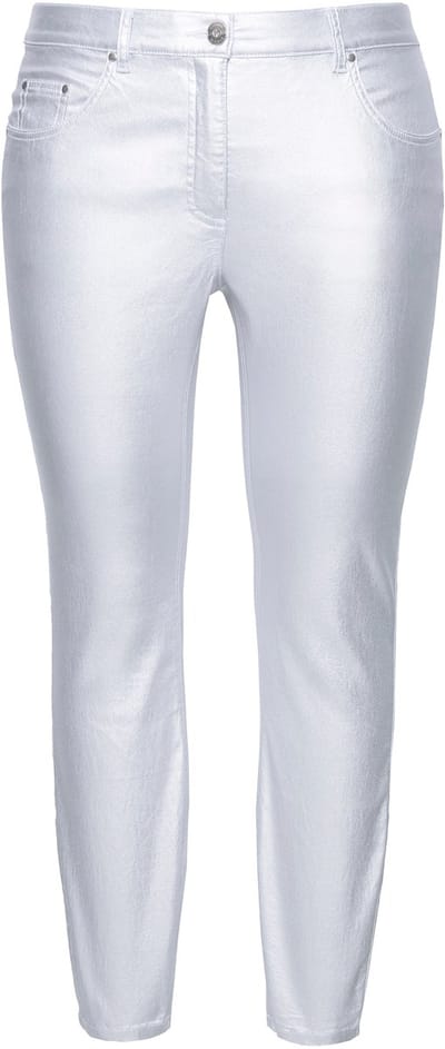 Studio Untold - Dames - Skinny jeans strak model 5-pocket gecoat - Zilver - Maat 50