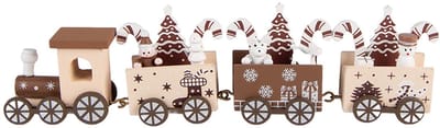 Clayre & Eef Kerstdecoratie Beeld Trein 27x4x8 cm Beige Hout