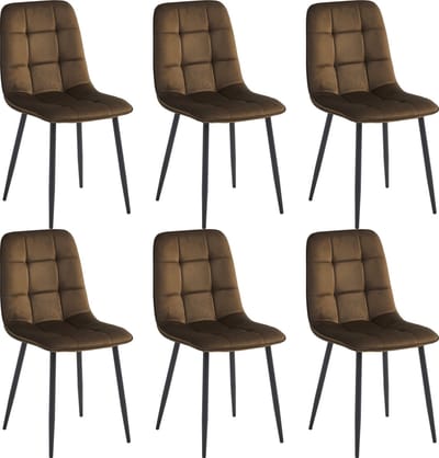 Colenis - Ela Eetkamerstoel - Set Van 6 - Bruin - Velvet - Design