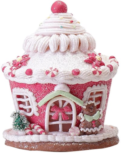 Dailygoods- Kerstsnoephuis LED - Schattig Peperkoekhuis - Besneeuwd Glazuur - Snoepdecor - Doe-het-zelf - Veilig PVC (16 x 13 cm) - Snoephuis