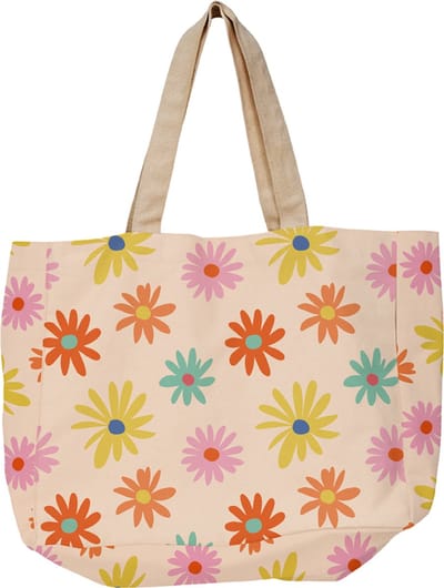 Shopper bio katoen flower power - 48x14x42cm