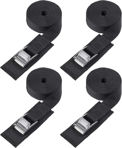 Spanbanden set - Bevestigingsbanden lading - Lading zekeren - Roestvrijstalen gespen - 4 stuks 4.9m - Zwart