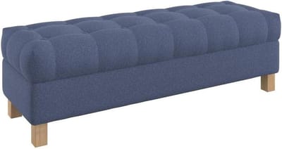 Zitbank met opbergruimte - Voetenbank kist - Extra zitplaats - Waterafstotende stof - 140 cm breed - Blauw