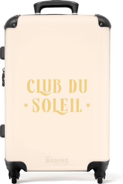 NoBoringSuitcases.com® - Koffer groot - Rolkoffer lichtgewicht - De quote 'club du soleil' in pastel kleuren - Reiskoffer met 4 wielen - Grote trolley XL - 20 kg bagage
