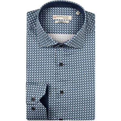 Giordano Overhemd Maggiore Semi Cutaway Satin Stretch Graphic Pattern Navy / male