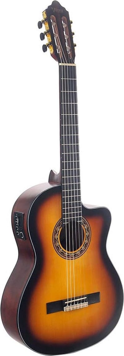 Valencia VC304CEASB Cutaway Klassieke Gitaar 4/4 Brown Sunburst Elektro-akoestisch Satin