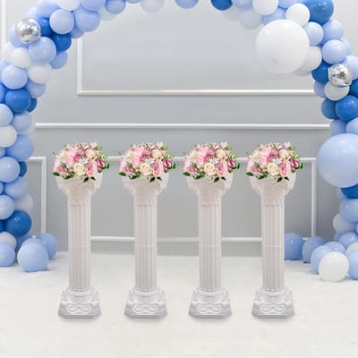 Romeinse Zuilen - Decoratieve Pilaren - Bruiloft Versieren - Klassiek Europees Design - 4 stuks 88 cm - Wit