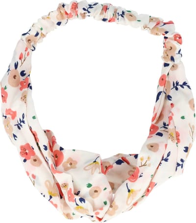 Haarsoires Haarband Twist 3cm – Bloemenprint – Gladde Stof – Wit - Zachte Knoop Hoofdband - Haaraccessoire voor Dames & Meisjes