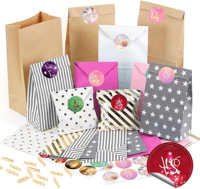 Kalender Vulling - Kerst Zakjes - Creatief Knutselen - Inclusief Stickers - 26 Delig - Roze