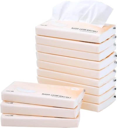 Papieren Tissues - Navullingen voor Auto - Reiniging Onderweg - Extra Grote Bladen - 600 Vellen - Wit