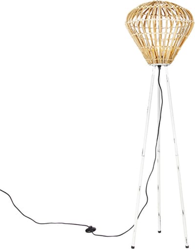 QAZQA diamondcanna - Landelijke Vloerlamp | Staande Lamp - 1 lichts - H 140 cm - Naturel - Woonkamer | Slaapkamer | Keuken
