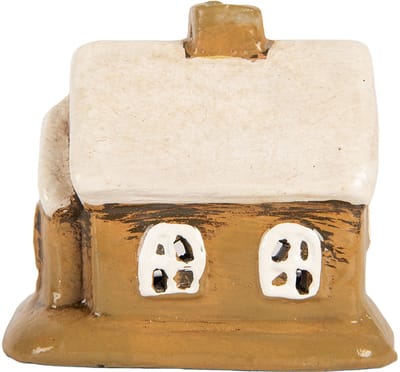 Clayre & Eef Waxinelichthouder Huis 9x7x9 cm Bruin Keramiek