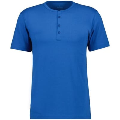 Ragman T-Shirt Serafino Round Neck Uni Pima Cotton Blauw / male