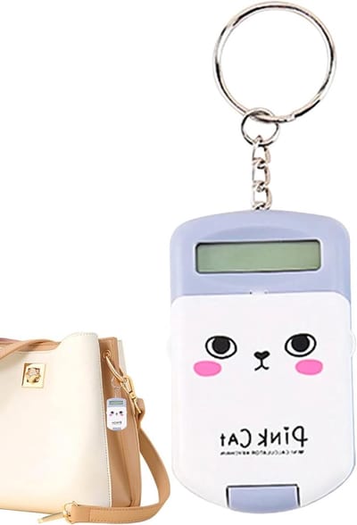 Mini Rekenmachine - Sleutelhanger Rekenmachine - Snelle Berekeningen - HD Display Gevoelige Knoppen - 6.5 x 3.8 cm - Grijs