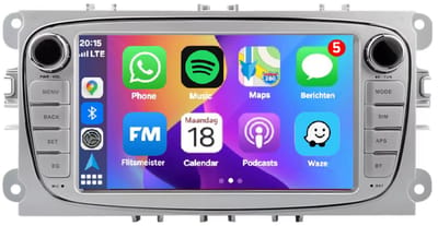 Autoradio 1/16GB met Carplay en Android auto | Geschikt voor Ford C, S Max, Fiesta Focus Fusion Mondeo Transit connect Galaxy Kuga 2005-2013 | Radio scherm met Navigatie| 2005 2006 2007 2008 2009 2010 2011 2012 2013 | Hobby TL 3 S-MAX C-MAX