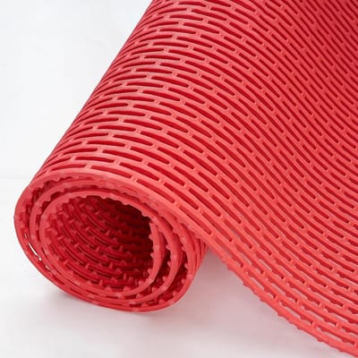 Drainage Vloermat - Antislipmat Badkamer - Voorkomt Uitglijden - Snelle Waterafvoer - 90cm x 100cm - Rood