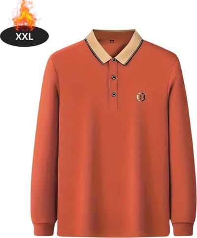 Livano Poloshirt Heren - T-Shirt Heren - Shirt - Overhemd - Polo Shirt Lange Mouwen - Rood Oranje - XXL