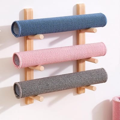 Fitnessrek - Sport organizer - Sportspullen opbergen - Wandmontage - 56cm 3 lagen - Houtkleur
