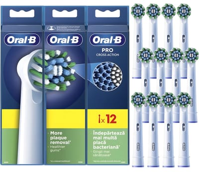 Oral-B Cross Action – Opzetborstels voor Elektrische Tandenborstels – 12 stuks – Origineel – Indicatorharen – Compatibel met Roterende Modellen