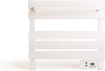 CREATE - Elektrische handdoekhouder 150W - Wit - Zonder benen - Met legbord 3 spijlen - WARME HANDDOEK MINI