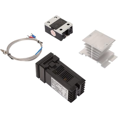 Ensemble Contrôleur de Température PID Thermocouple Type K Dissipateur Thermique Relais Support Thermostat pour Ferme Alimentation Électrique 40A black