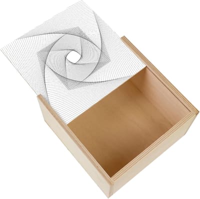 Houten Opbergdoos - Decoratieve Kist - Kleine Spullen Opbergen - Uniek Abstract Design - 11 x 11 x 3.5 cm