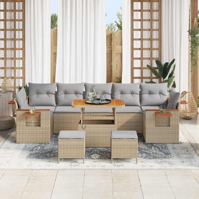 vidaXL - Tuinbank - Set - 13 - st - 9-Aantal - zitplaatsen - Beige - en - Lichtgrijs