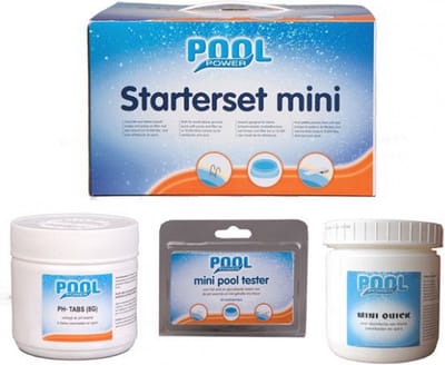 Pool Power Zwembad onderhoudsset mini - starterkit - zwemwater reiniger - Teststrips - chloortabletten - chloordrijver